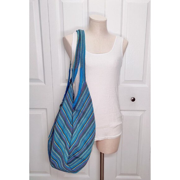 Tribe Azure Fair Trade Women's Banana Hobo Handmade Jacquard Tote Bag Boho - Picture 10 of 11